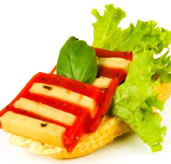 Diplomat Canapés with Tomato & Mozzarella Terrine